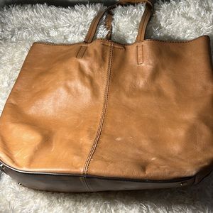 Banana Republic slouch square tote. Super soft. Distressed caramel color.
